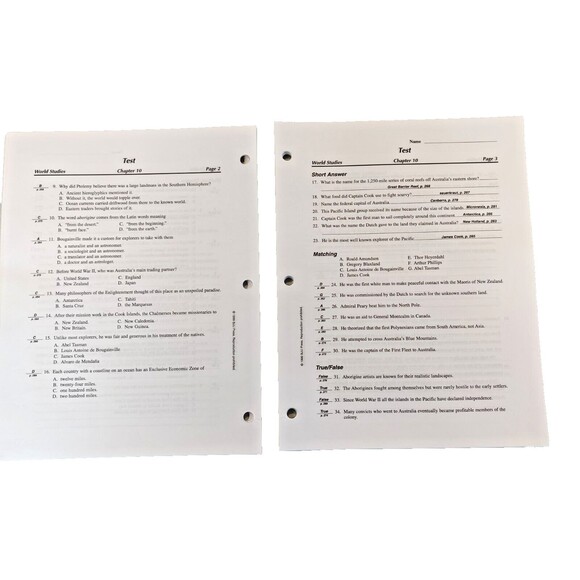 WORLD STUDIES FOR CHRISTIAN SCHOOLS - TESTS KEY By 117861 - Picture 2 of 2